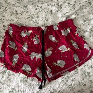 Secret Treasures Red Sloth Print Women's Athletic Shorts